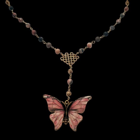 Pink Jasper Y Necklace - Picture 2 of 2